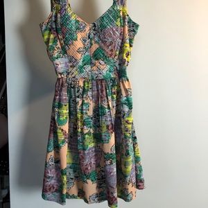 Bar III mini floral dress with back cut out